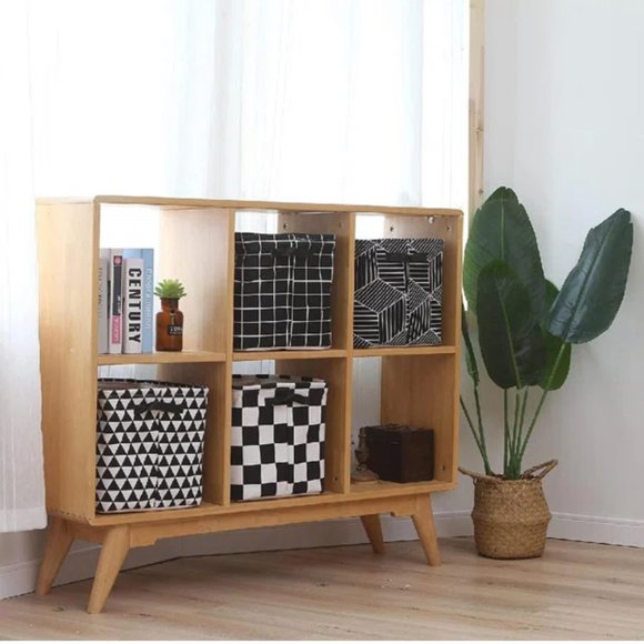 NWT Sea Team Foldable Large Square Black/White Geometric Fabric Storage Bins Set - Picture 7 of 9